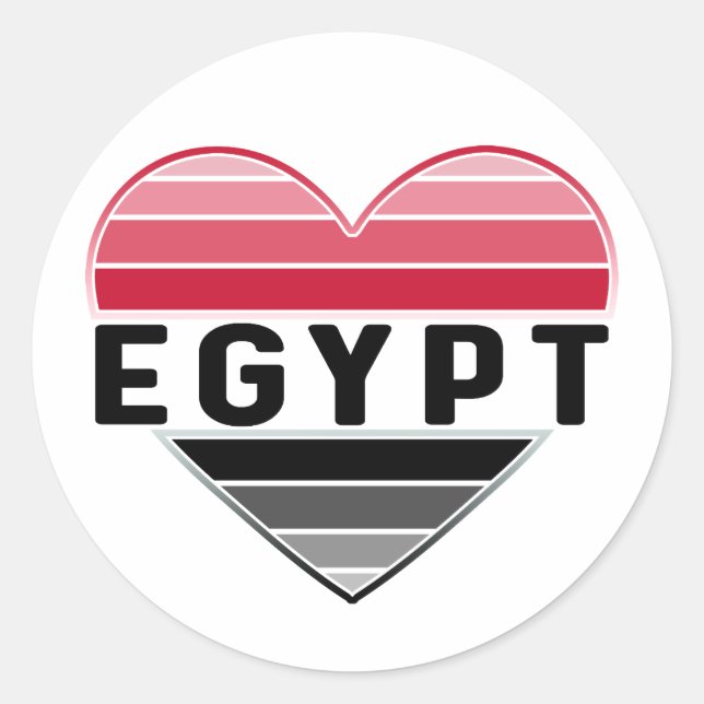 Sticker Rond J'aime l'Egypte, le coeur égyptien (Devant)