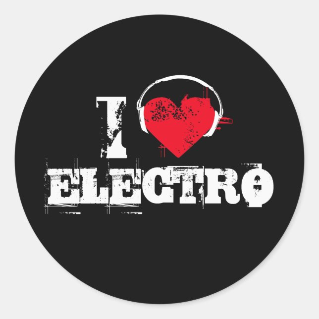 Sticker Rond J'aime l'électro (Devant)