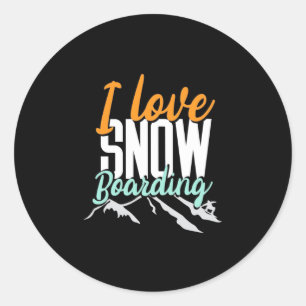Sticker Rond J'Aime L'Embarquement De Neige