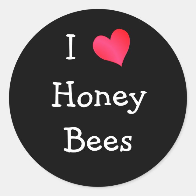 Sticker Rond J'aime les abeilles de miel (Devant)