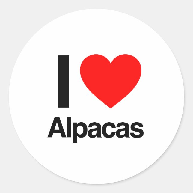 Sticker Rond j'aime les alpacas (Devant)