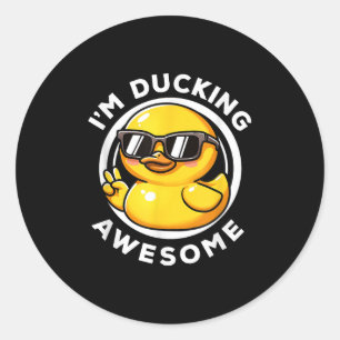 Sticker Rond J'Aime Les Amateurs De Canards Drôle En Caoutchouc