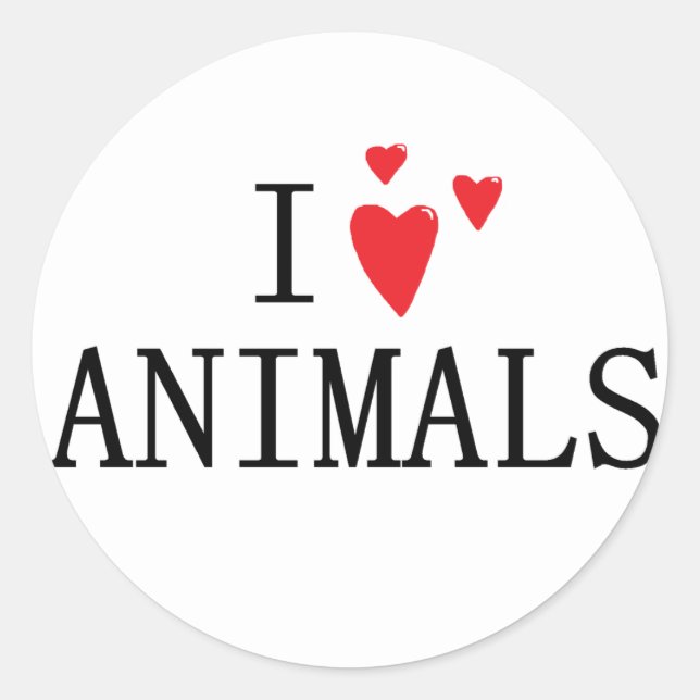 Sticker Rond J'aime les animaux (Devant)
