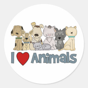 Sticker Rond J'aime les animaux