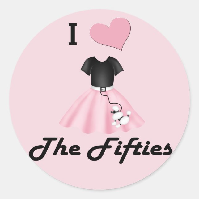 Sticker Rond J'aime les années 50 (Devant)