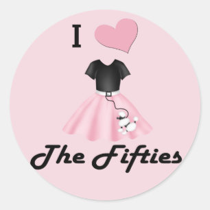 Sticker Rond J'aime les années 50