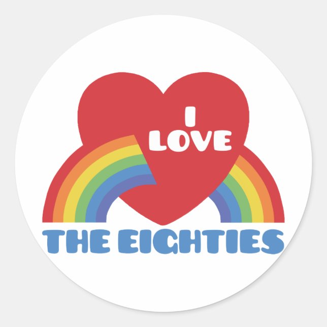 Sticker Rond J'Aime Les Années 80 (Devant)