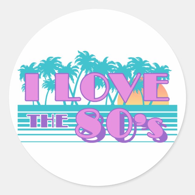 Sticker Rond J'Aime Les Années 80 (Devant)