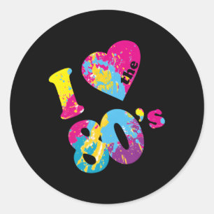 Sticker Rond J'Aime Les Années 80