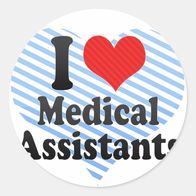 Sticker Rond J'aime les assistants Médicales (Devant)