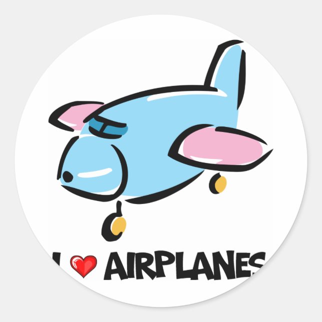 Sticker Rond J'aime les avions (Devant)