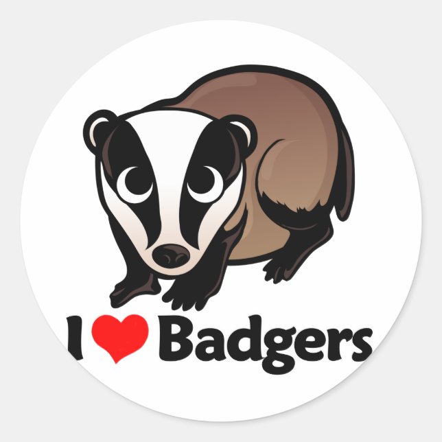 Sticker Rond J'aime les Badgers (Devant)