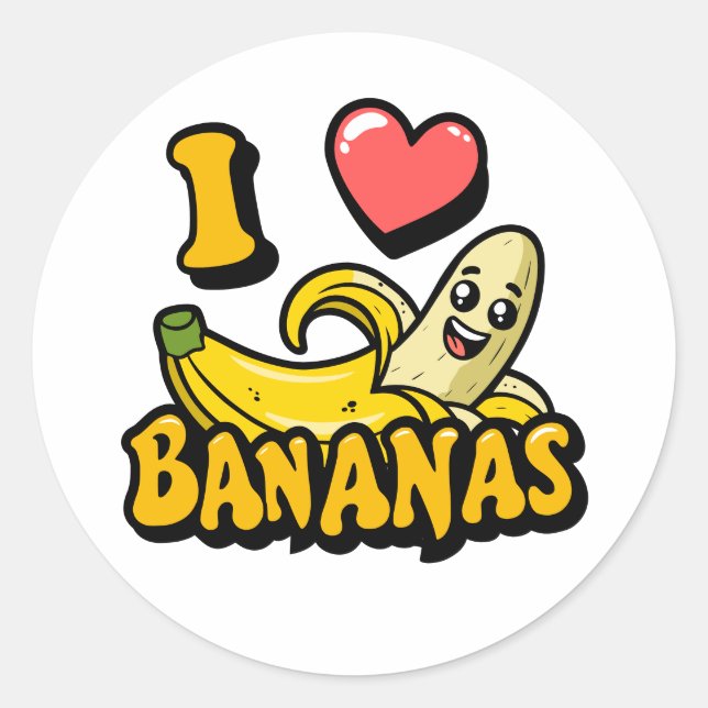 Sticker Rond J'aime les bananes (Devant)