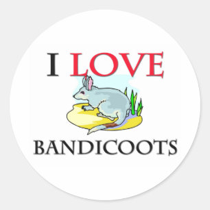Sticker Rond J'aime les bandicoots