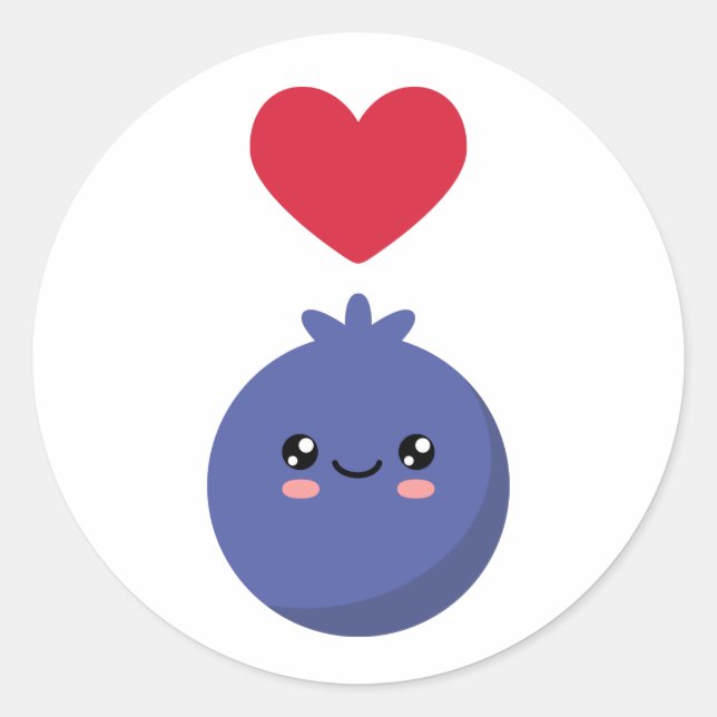 Sticker Rond J'aime les bleuets (Devant)