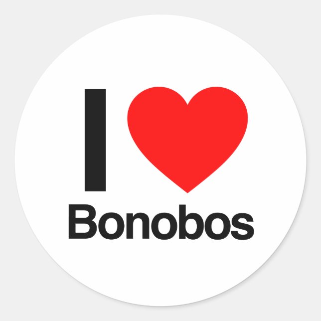 Sticker Rond j'aime les bonobos (Devant)