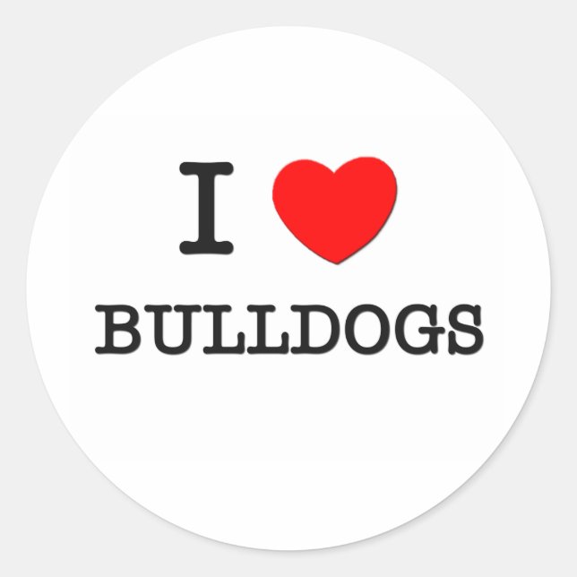 Sticker Rond J'Aime Les Bulldogs (Devant)