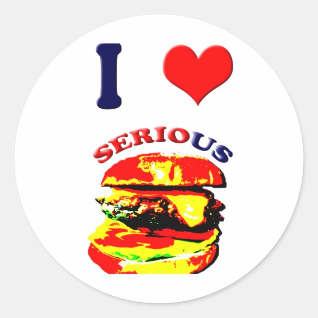 Sticker Rond J'Aime Les Burgers Sérieux (Devant)
