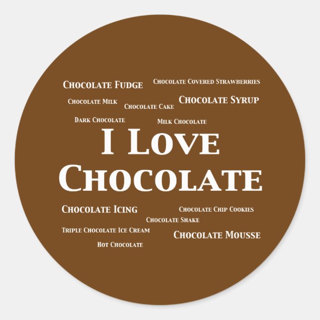 Sticker Rond J'Aime Les Cadeaux Au Chocolat (Devant)
