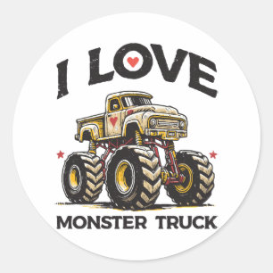 Sticker Rond J'aime les camions monstres