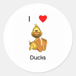 Sticker Rond J'aime les canards