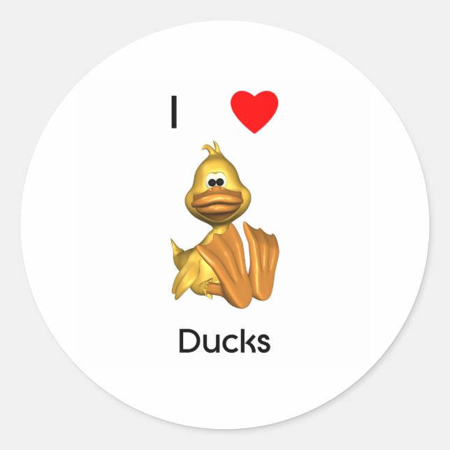 Sticker Rond J'aime les canards (Devant)