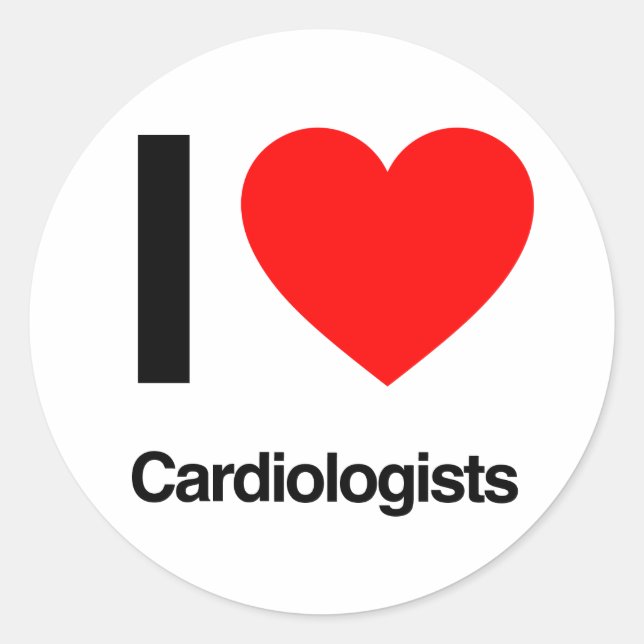 Sticker Rond j'aime les cardiologues (Devant)
