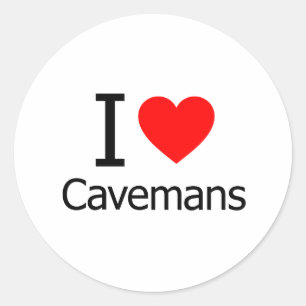 Sticker Rond J'aime les Cavemans