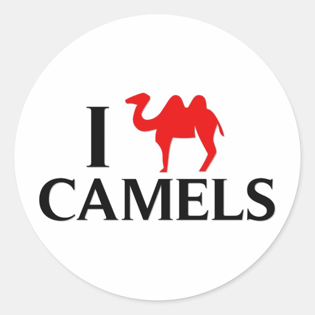 Sticker Rond J'aime les chameaux (Devant)