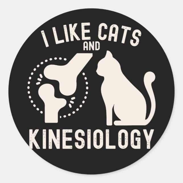 Sticker Rond J'aime les chats et la kinésiologie (Devant)