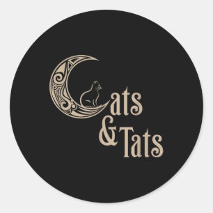 Sticker Rond J'Aime Les Chats Et Les Tatouages Les Chats Et Les