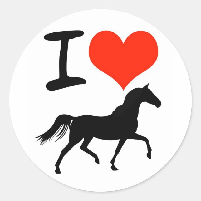 Sticker Rond J'aime les chevaux (Devant)