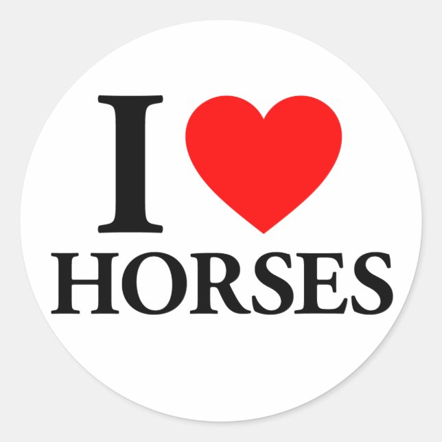 Sticker Rond J'aime les chevaux (Devant)
