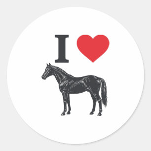 Sticker Rond J'aime les chevaux vintage gravure conception de t