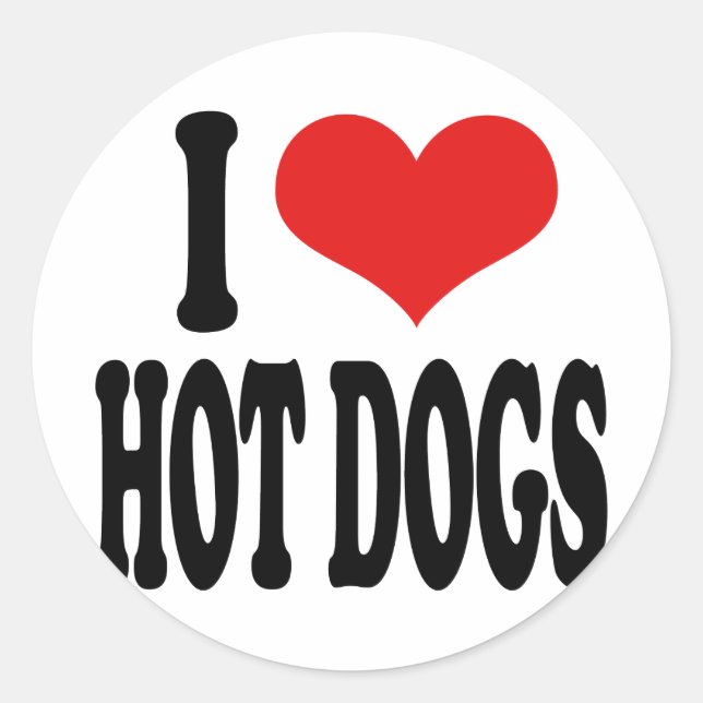Sticker Rond J'Aime Les Chiens Chauds (Devant)