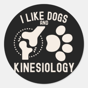 Sticker Rond J'aime les chiens et la kinésiologie