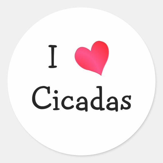Sticker Rond J'aime les Cicadas (Devant)