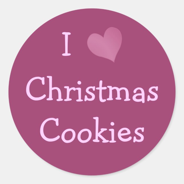Sticker Rond J'aime les cookies de Noël (Devant)
