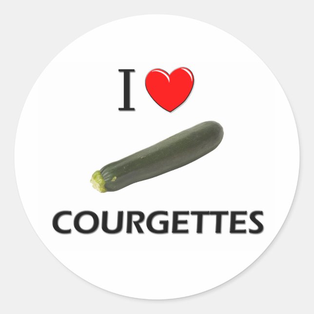 Sticker Rond J'aime les courgettes (Devant)