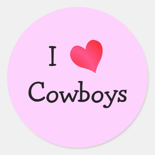 Sticker Rond J'aime les cowboys (Devant)