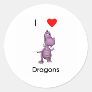 Sticker Rond J'aime les dragons