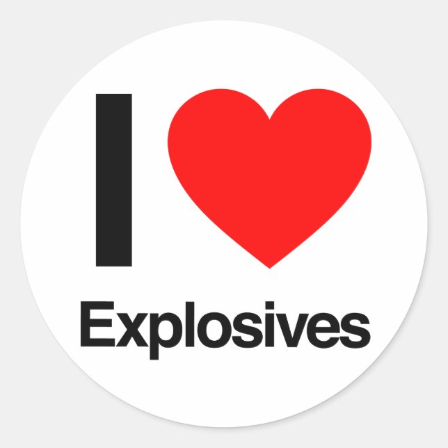 Sticker Rond j'aime les explosifs (Devant)