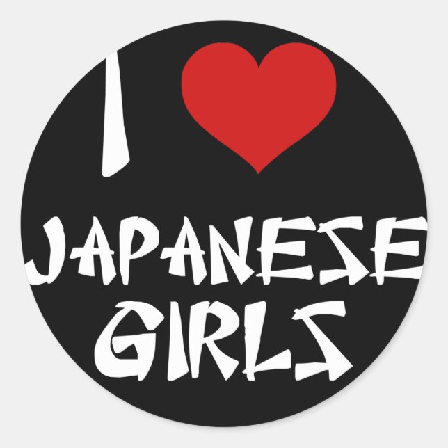 Sticker Rond J'aime les filles japonaises (Devant)