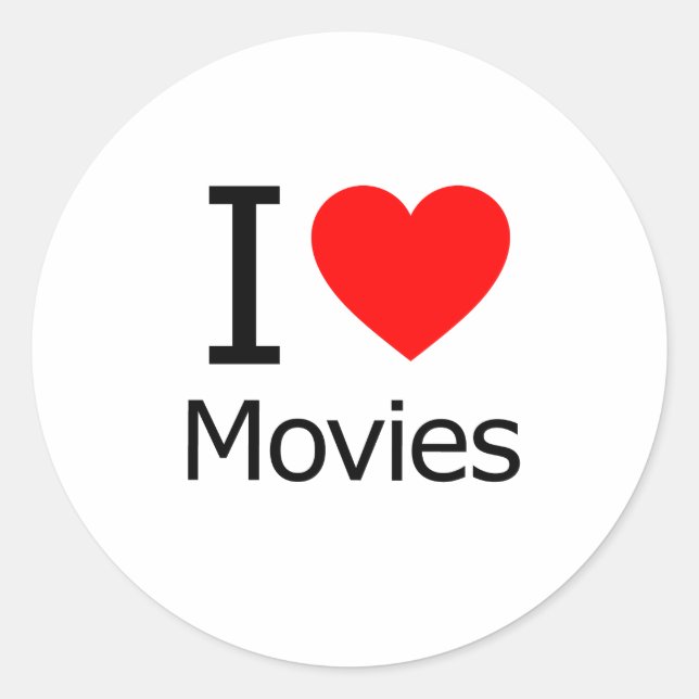 Sticker Rond J'aime les films (Devant)