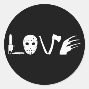Sticker Rond J'aime les films d'horreur film d'horreur