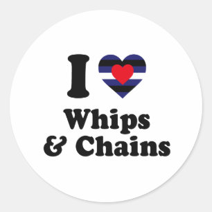 Sticker Rond J'aime les fouets et les chaînes