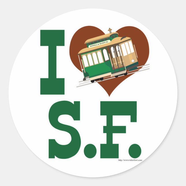 Sticker Rond J'aime les funiculaires de San Francisco (Devant)
