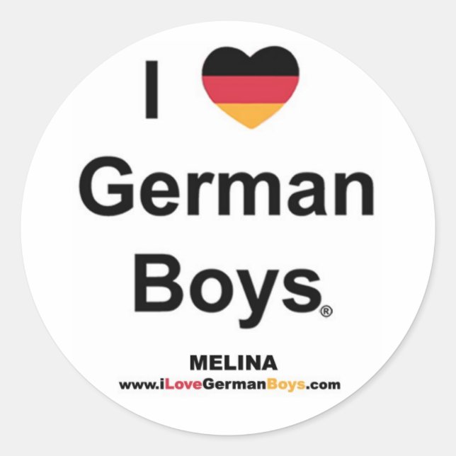 Sticker Rond J'aime les garçons allemands (Devant)