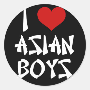 Sticker Rond J'aime les garçons asiatiques