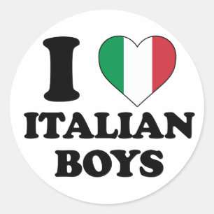 Sticker Rond J'aime les garçons italiens